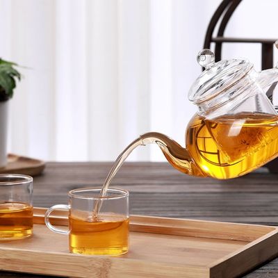Caldera de té de cristal clara casera, tetera de cristal a prueba de calor floreciente de las hojas intercambiables proveedor