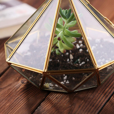 Florero tablero de la pirámide de Homeware del terrario de cristal de cobre de la ejecución para la decoración proveedor