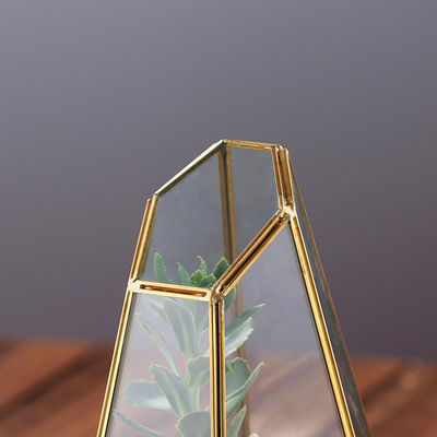 Floreros cristalinos grandes de encargo, metal geométrico del florero del oro claro + material de cristal proveedor