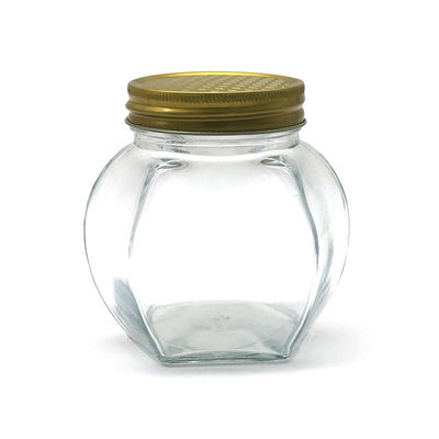 Tarro hermético seguro de la miel de la comida transparente, tarros del vidrio del hexágono de la miel del almacenamiento proveedor