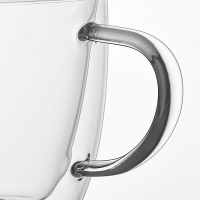 La taza de cristal de la pared doble a prueba de calor hecha a mano sofisticada busca el café proveedor