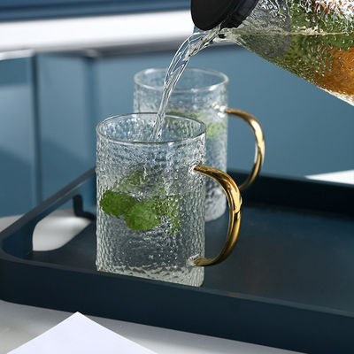 Taza de cristal coloreada del café express con la manija, vaso doble amistoso del vidrio de la pared de Eco proveedor