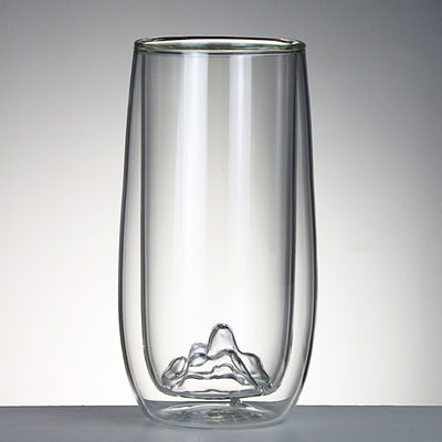 Las tazas de café del claro de Shap de la montaña, Borosilicate aislaron la taza doble del vidrio de la pared proveedor