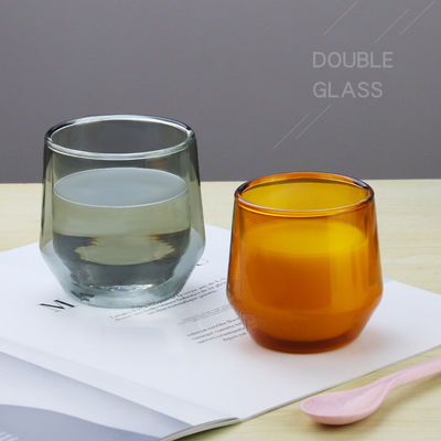 Vidrio de Borosilicate soplado mano de cristal doble de la taza de café del termo de la pared material proveedor