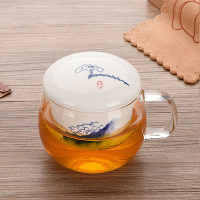 Taza de Infuser del té del vidrio de Borosilicate con capacidad de cerámica del filtro/de la tapa 280ml proveedor