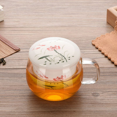 Taza de Infuser del té del vidrio de Borosilicate con capacidad de cerámica del filtro/de la tapa 280ml proveedor