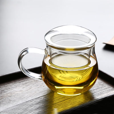Taza de cristal de Infuser del té de tres pedazos, taza de cristal a prueba de calor transparente proveedor