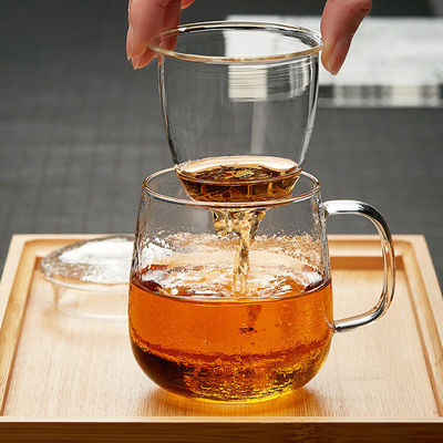 Solo material modificado para requisitos particulares del vidrio de Borosilicate de la porción del té de la taza de cristal de Infuser proveedor