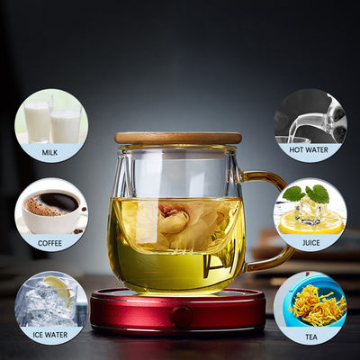 Taza de té de cristal del claro de bambú de la cubierta con Infuser, fabricante de té soplado mano de la oficina proveedor