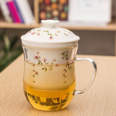 Alta taza de Infuser del té del vidrio de Borosilicate con el filtro de cerámica fácil limpiar proveedor