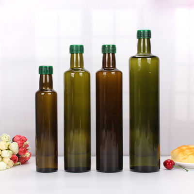 Botella de cristal ambarina verde oscuro cuadrada del aceite de oliva para el aceite de cocina que embala proveedor