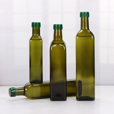 Botella de cristal verde oscuro cuadrada vacía, vinagrera de cristal amistosa del aceite de oliva de Eco proveedor