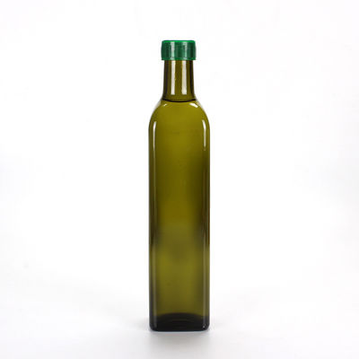 Botella de cristal verde oscuro cuadrada vacía, vinagrera de cristal amistosa del aceite de oliva de Eco proveedor