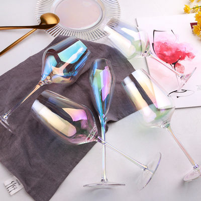 Copa de vino electrochapada del arco iris, sistema transparente de la jarra de la copa de vino de Borgoña proveedor