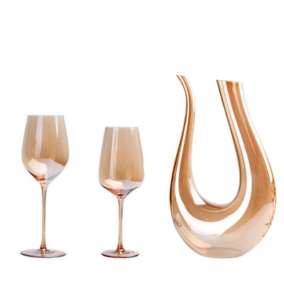 Flautas de champán ambarinas electrochapadas sopladas boca cristalina clara de las copas de vino proveedor