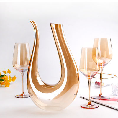 Flautas de champán ambarinas electrochapadas sopladas boca cristalina clara de las copas de vino proveedor