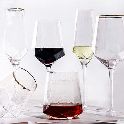 Servicio sin plomo de forma diamantada del OEM del cubilete de las copas de vino cristalinas claras proveedor