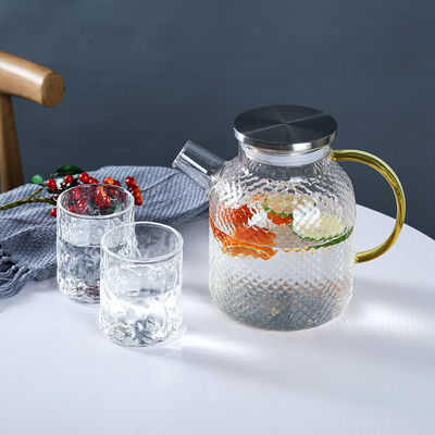 Garrafa hecha a mano del jugo con la tapa, jarra del agua del cortocircuito del vidrio de Borosilicate proveedor