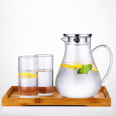 Despeje la garrafa helada la jarra de cristal moderada del té del agua con la tapa del acero inoxidable proveedor