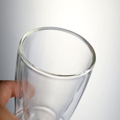 La mano soplada aisló la taza de cristal de la pared doble 250ml proveedor