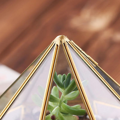 Florero tablero de la pirámide de Homeware del terrario de cristal de cobre de la ejecución para la decoración proveedor