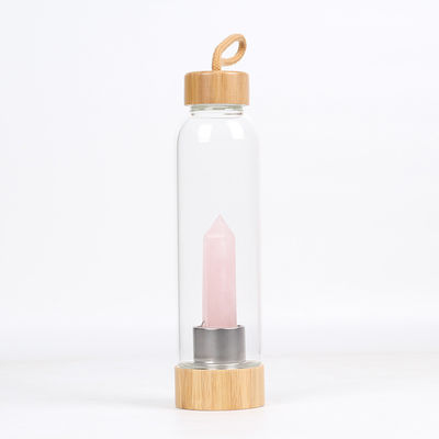 Botellas de cristal para el almacenamiento del agua, botella de agua infundida de la piedra preciosa curativa de la salud del cristal de cuarzo de Rose proveedor