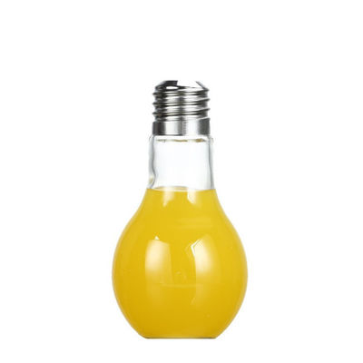 Botella de cristal de la bebida de la forma de la bombilla con capacidad de la tapa/del cliente de la paja proveedor