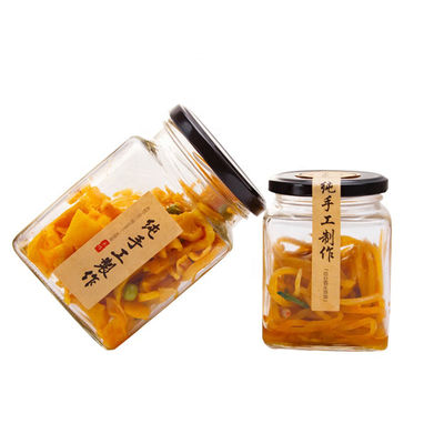 Tarros de cristal del cuadrado del almacenamiento de la comida, Portable 4 pulgadas de la boca de tarros anchos del vidrio proveedor