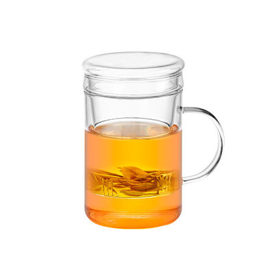 taza de cristal de Infuser del té 14oz/420ml con la taza durable del té de las hojas intercambiables de la tapa proveedor