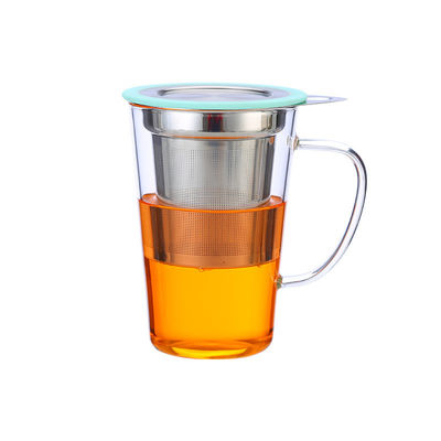 taza de cristal del té 350ml con Infuser y la tapa, 304 tazas de té del vidrio de Borosilicate del filtro del acero inoxidable proveedor