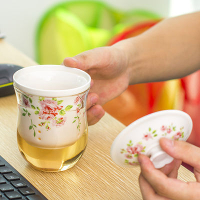 Alta taza de Infuser del té del vidrio de Borosilicate con el filtro de cerámica fácil limpiar proveedor