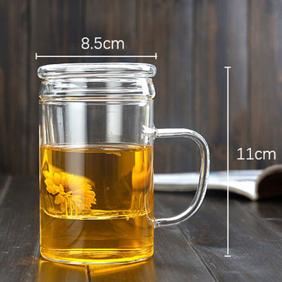 Taza hecha a mano transparente del tamiz del té, café 400ml/taza de té con el filtro proveedor