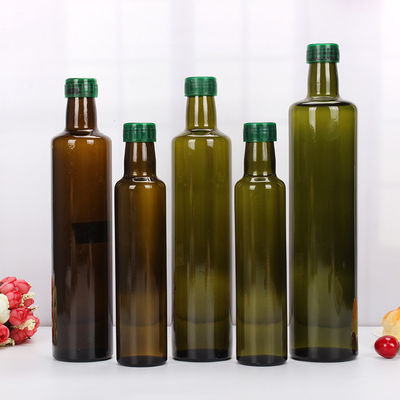 Botella de cristal ambarina verde oscuro cuadrada del aceite de oliva para el aceite de cocina que embala proveedor