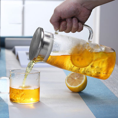 Alto durable de la bebida de la jarra de cristal a prueba de calor del agua con la tapa de bambú proveedor