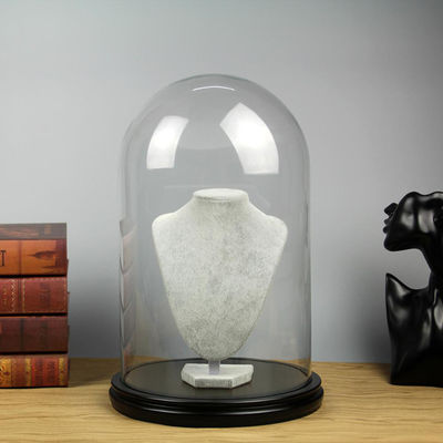 Campana de cristal de madera de la exhibición de la bóveda del vidrio de Borosilicate de la base D20*H40cm proveedor