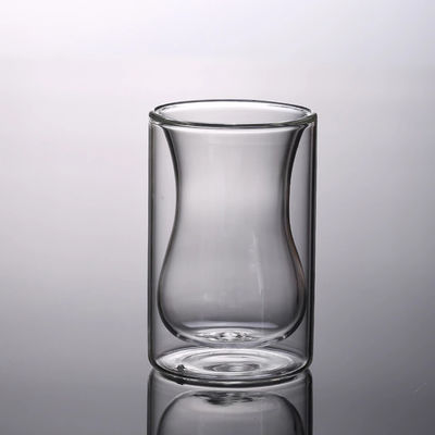 Taza de cristal de la pared doble soplada a prueba de calor de la boca 120ml proveedor